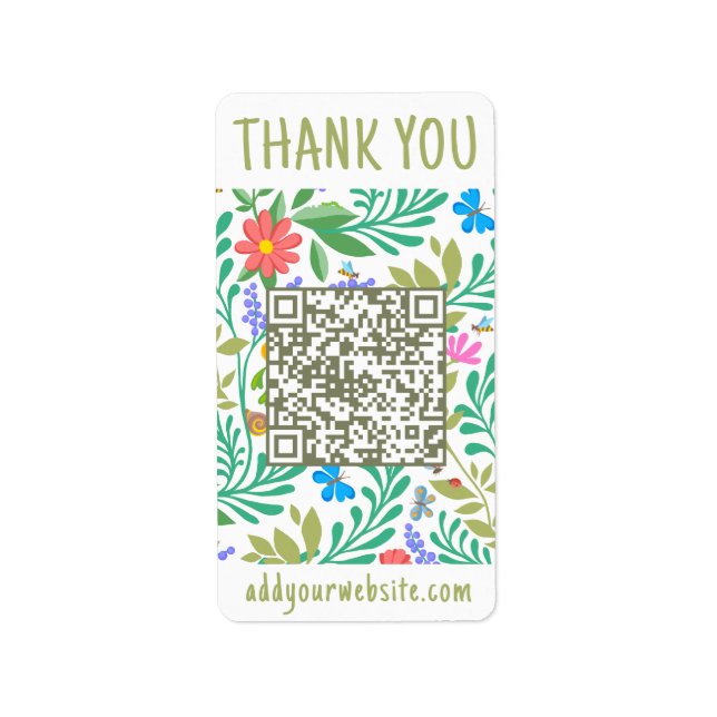 Etiqueta Cuidada Naturaleza Floral Gracias Por Su Compra (Frente)