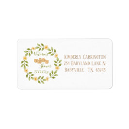 Etiqueta Cuidada simple acuarela Wreath Baby Shower