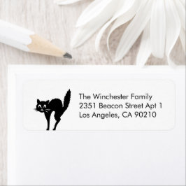 Etiqueta Cuidado gato blanco negro dirección divertida de H