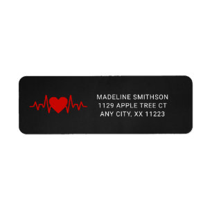 Etiqueta Cuide el remite, símbolo médico del latido del