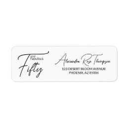 Etiqueta Cumpleaños 50 y Fabuloso Dirección de Retorno