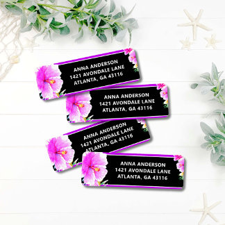 Etiqueta Cumpleaños Aloha Luau Tropical Blanco Dirección de