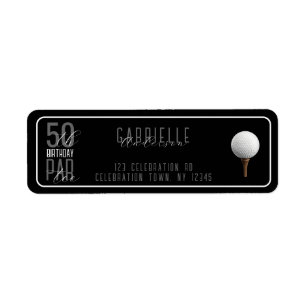 Etiqueta Cumpleaños de Golf 50 Elegante Dirección Par-Tee N
