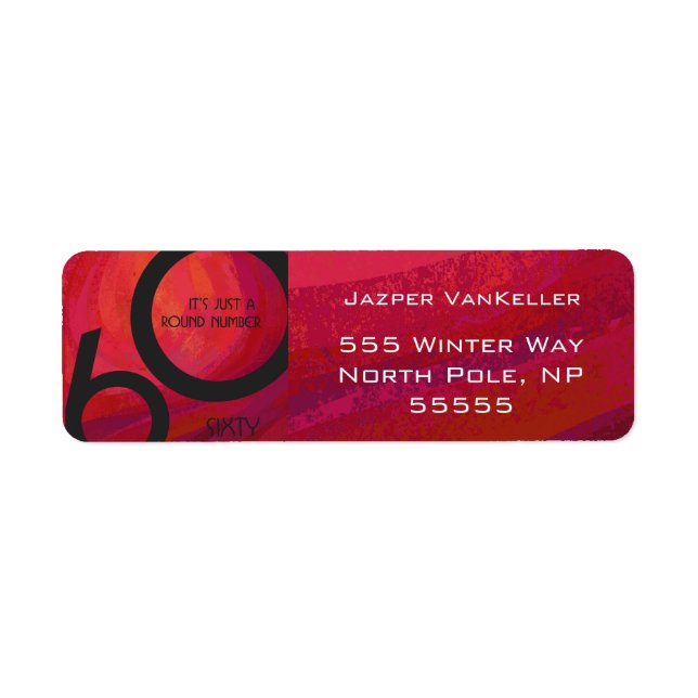 Etiqueta Cumpleaños de la Década Roja 60 (Frente)