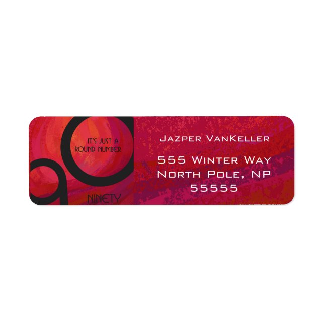 Etiqueta Cumpleaños de la Década Roja 90 (Frente)