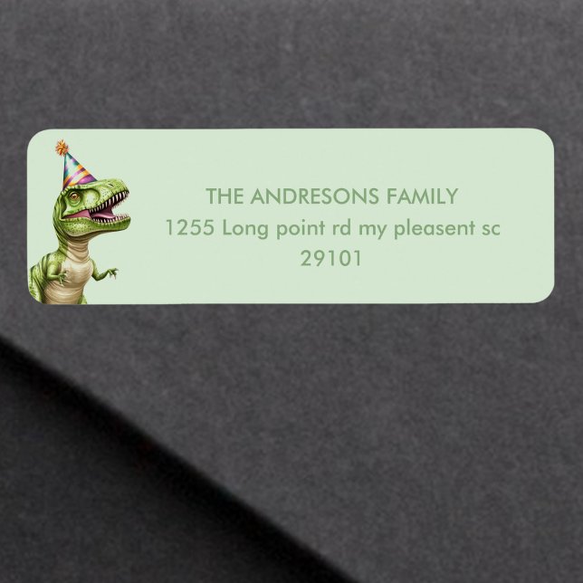 Etiqueta Cumpleaños de los Dinosaurios Tres Rex | Green (Subido por el creador)