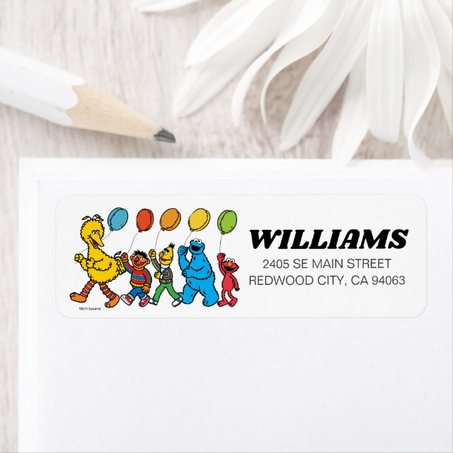 Etiqueta Cumpleaños de Sesame Street Pals Balloons (In situ)