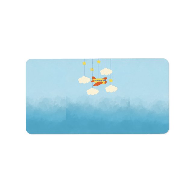 Etiqueta cumpleaños de temas del cielo (Frente)