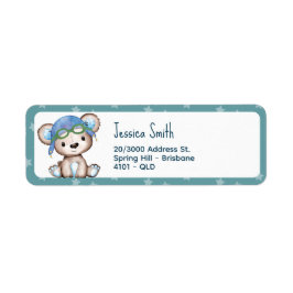 Etiqueta Cumpleaños del avión Teddy Bear