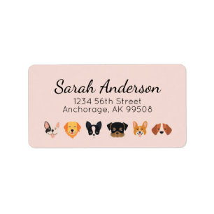 Etiqueta Cumpleaños del perro rosado Let's Pawty