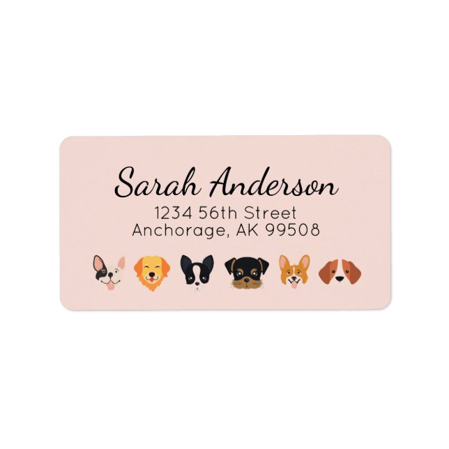 Etiqueta Cumpleaños del perro rosado Let's Pawty (Frente)