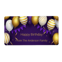 Cumpleaños feliz - Morado/Oro Personalizado
