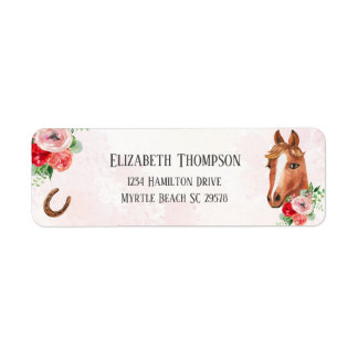 Etiqueta Cumpleaños Floral Rosa de Caballo