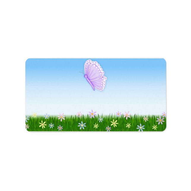 Etiqueta Cumpleaños Mariposa Ministra Revestimientos para b (Frente)