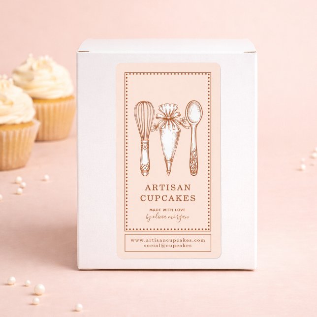 Etiqueta Cupcake Bakery Baking Utensils Product Labels (Subido por el creador)