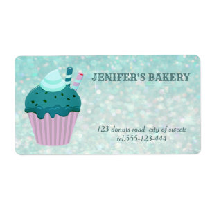 Etiqueta Cupcakes y dulces caseros lujosos y brillantes
