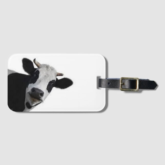 Etiqueta curiosa de equipaje de vaca (Anverso horizontal)