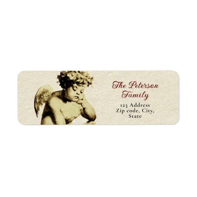 Etiqueta Curioso Festividad Victoriana Cherub Angel (Frente)