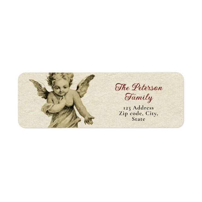 Etiqueta Curioso Festividad Victoriana Cherub Angel (Frente)