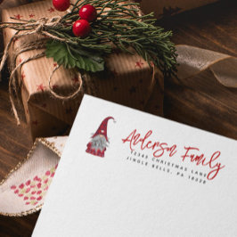 Etiqueta Curioso Gnome personalizado del elfo navideño