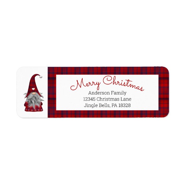 Etiqueta Curioso Gnome personalizado del elfo navideño (Frente)