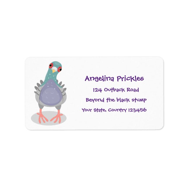 Etiqueta Curioso ilustracion personalizado de palomas (Frente)