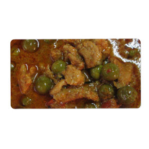 Etiqueta Curry tailandés panang [พ ะ น ง] ... Comida callej