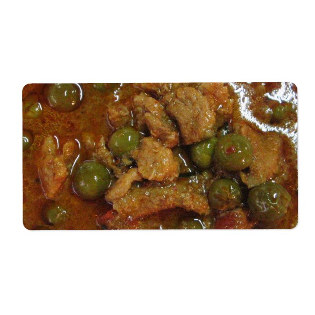 Etiqueta Curry tailandés panang [พ ะ น ง] ... Comida callej (Frente)