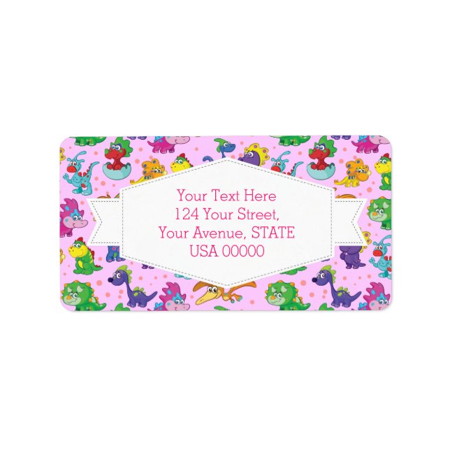 Etiqueta Curso de Dinosaurio Kawaii Extravaganza (Frente)