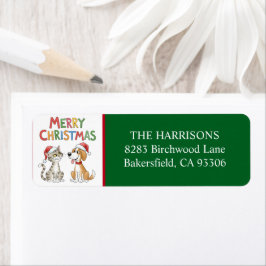Etiqueta Curso Feliz Navidad, dirección de retorno de gato 