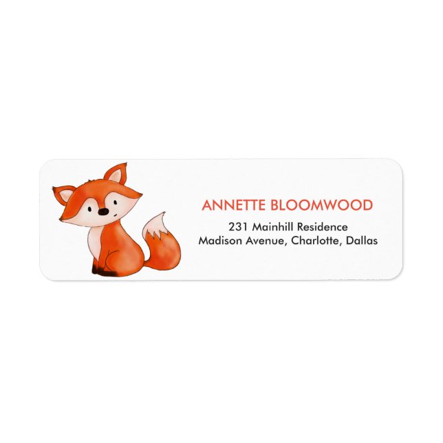 Etiqueta Curte Baby Fox | Woodland Baby Shower (Frente)