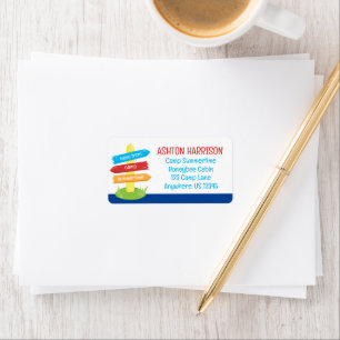 Etiqueta Curte Summer Camp Rótulo dirección de retorno gran