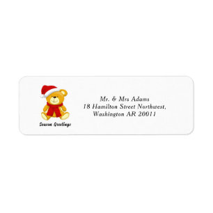 Etiqueta Curte Teddy Bear Merry Christmas Return Address