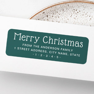 Etiqueta Curva Merry Christmas pine green Return address
