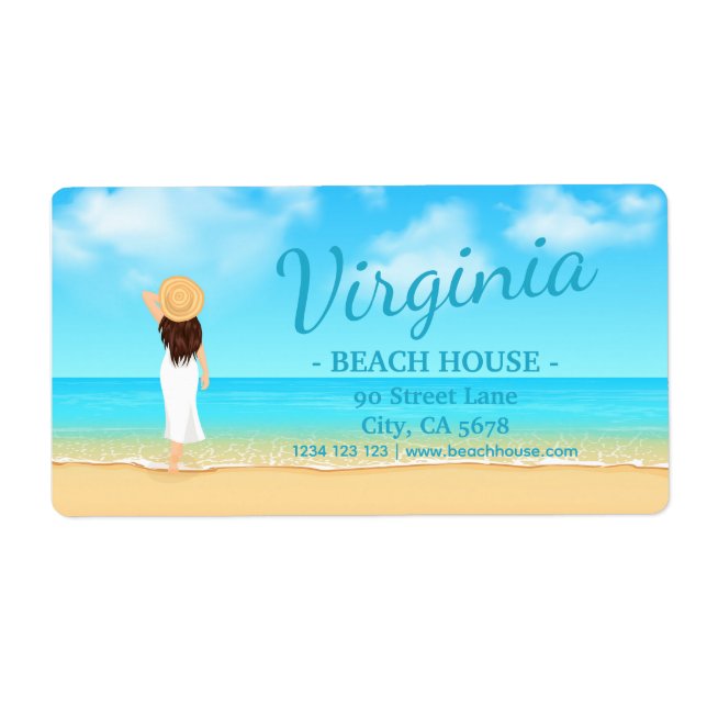 Etiqueta Custom Beach House Address Label (Frente)