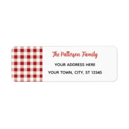 Etiqueta Custom Happy Holidays Fun Classic Plaid Red 