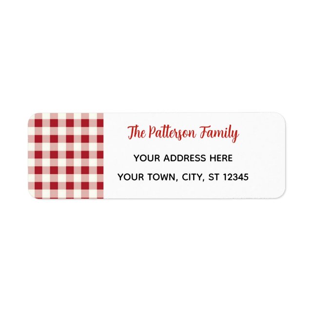 Etiqueta Custom Happy Holidays Fun Classic Plaid Red  (Frente)