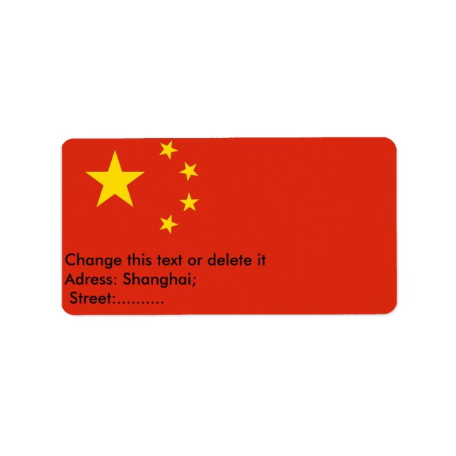 Etiqueta Custom Label with Flag of China (Frente)
