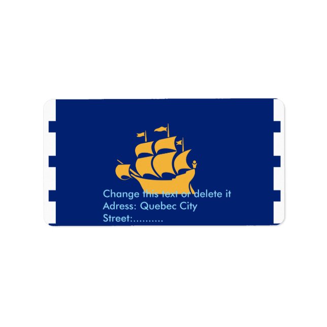 Etiqueta Custom Label with Flag of Quebec City, Canada (Frente)