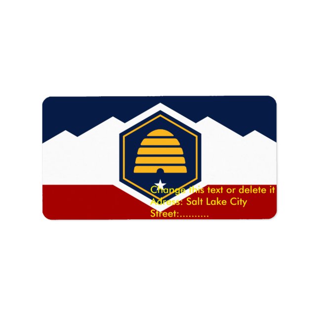 Etiqueta Custom Label with Flag of Utah, USA (Frente)