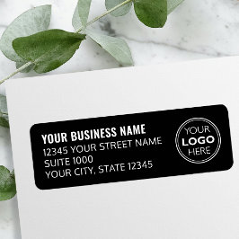 Etiqueta Custom Logo Business Company Black Return Address
