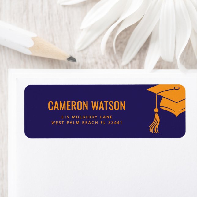 Etiqueta Custom Modern Grad Hat and Tassel Graduation (In situ)