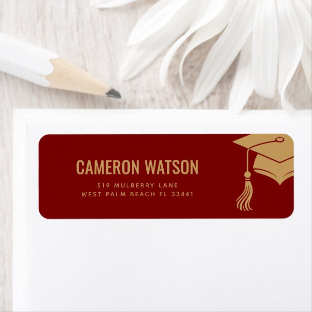 Etiqueta Custom Modern Grad Hat and Tassel Graduation (In situ)