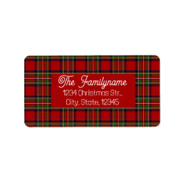 Etiqueta Custom Red Tartan Plaid Christmas Return Address 