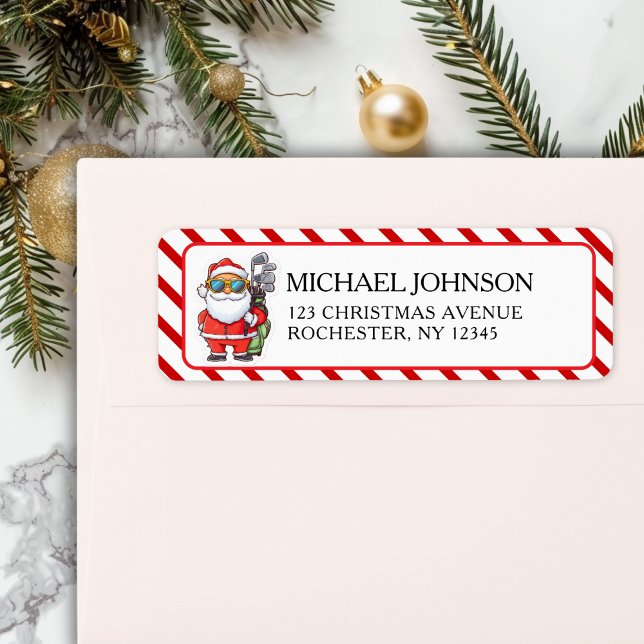 Etiqueta Custom Santa Golf Christmas - Funny Holiday Adress (Custom Santa Golf Christmas - Funny Holiday Adress Label)