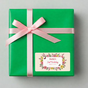 Etiqueta Customizable Birthday Party labels with Flowers