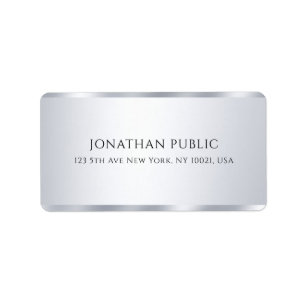 Etiqueta Customizable Faux Silver Modern Simple Template