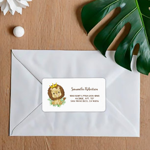 Etiqueta Cuta acuarela Lion Safari Animal Baby Shower