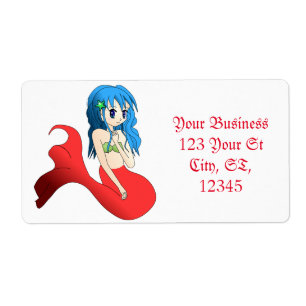 Etiqueta Cuta sirena de cabello azul Thunder_Cove