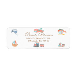 Etiqueta Cute acuarela Transportación Boy Fiesta de cumplea